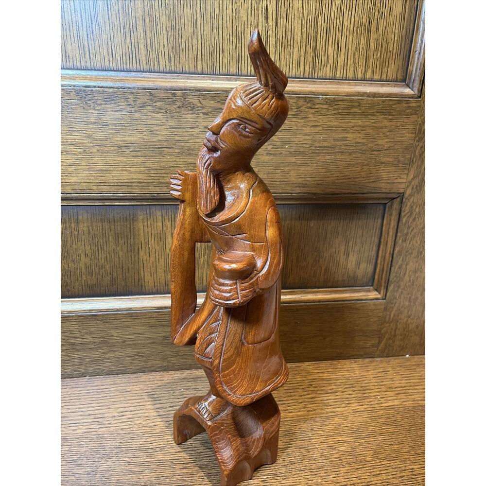 Antique Chinese Monk Buddha Buddhism Statue Figurine Asian Décor Wood Scholar